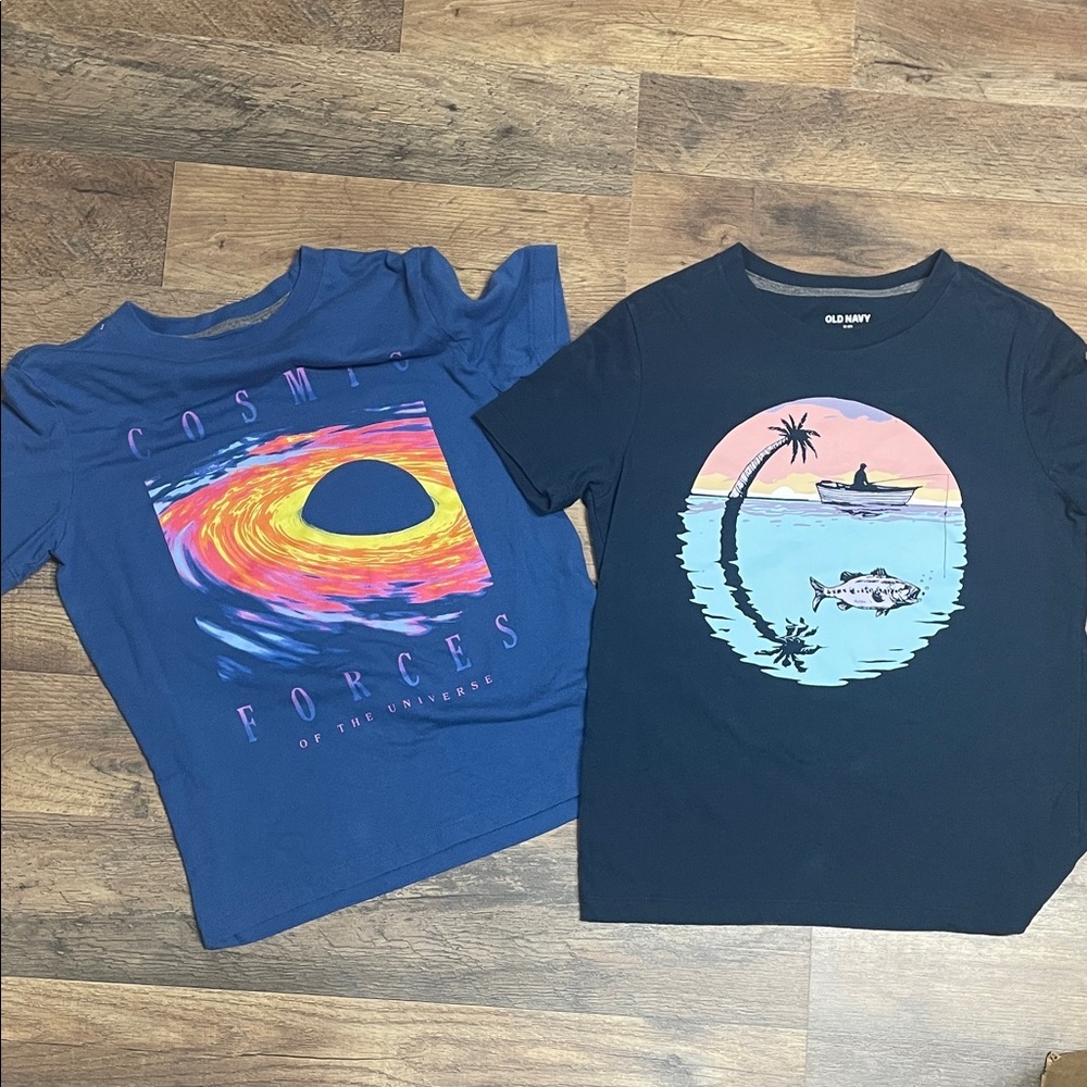 Old Navy Kids Cosmic and Ocean Graphic Tees - Blue and Navy